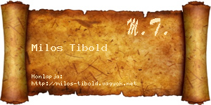 Milos Tibold névjegykártya